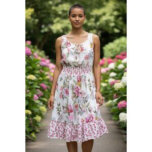 Bila Floral Boho hyper feminine dress XL Pink Rose Fairycore Peasant Croquette